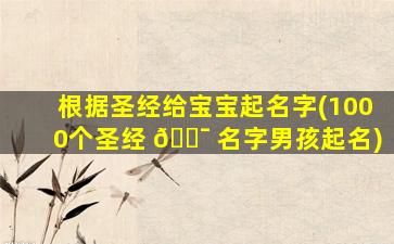 根据圣经给宝宝起名字(1000个圣经 🐯 名字男孩起名)